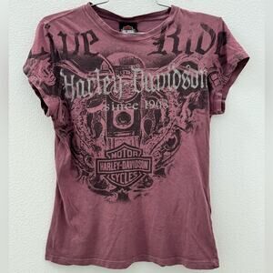 Y2K vintage Harley-Davidson baby tee